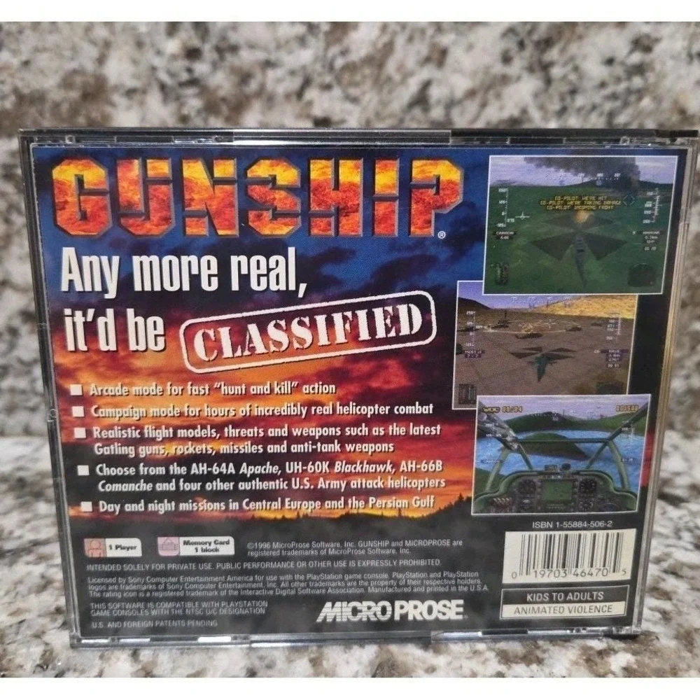 PlayStation Gunship Complete with Manual Micro Prose Vintage‎ 1996